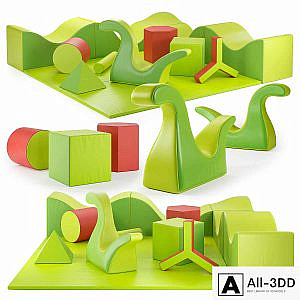 PLAY+ Sets of children's play poufs: Hills (Colline), Dino Soft, Solids