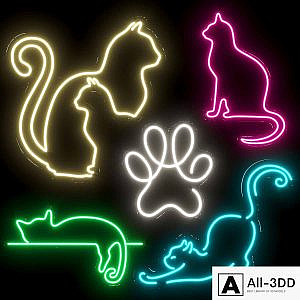 Set of neon lights Cats 01