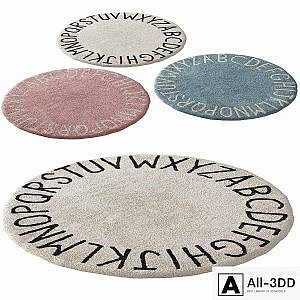 389 washable rug ABC natural black by Lorena Canals carpet kit for kids