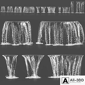 Water jets of waterfalls