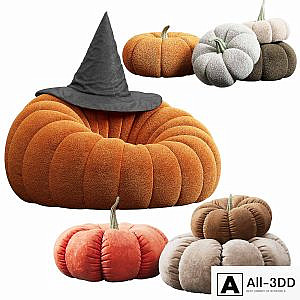 Pumpkin chair and decorative pillows