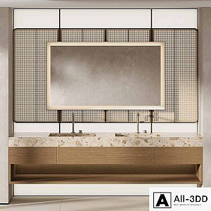 Bathroom furniture with light wall
