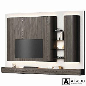 TV wall with furniture with rounded corners
