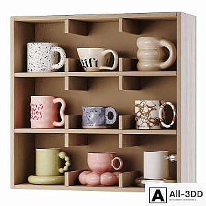 Wall shelf for mugs and cups