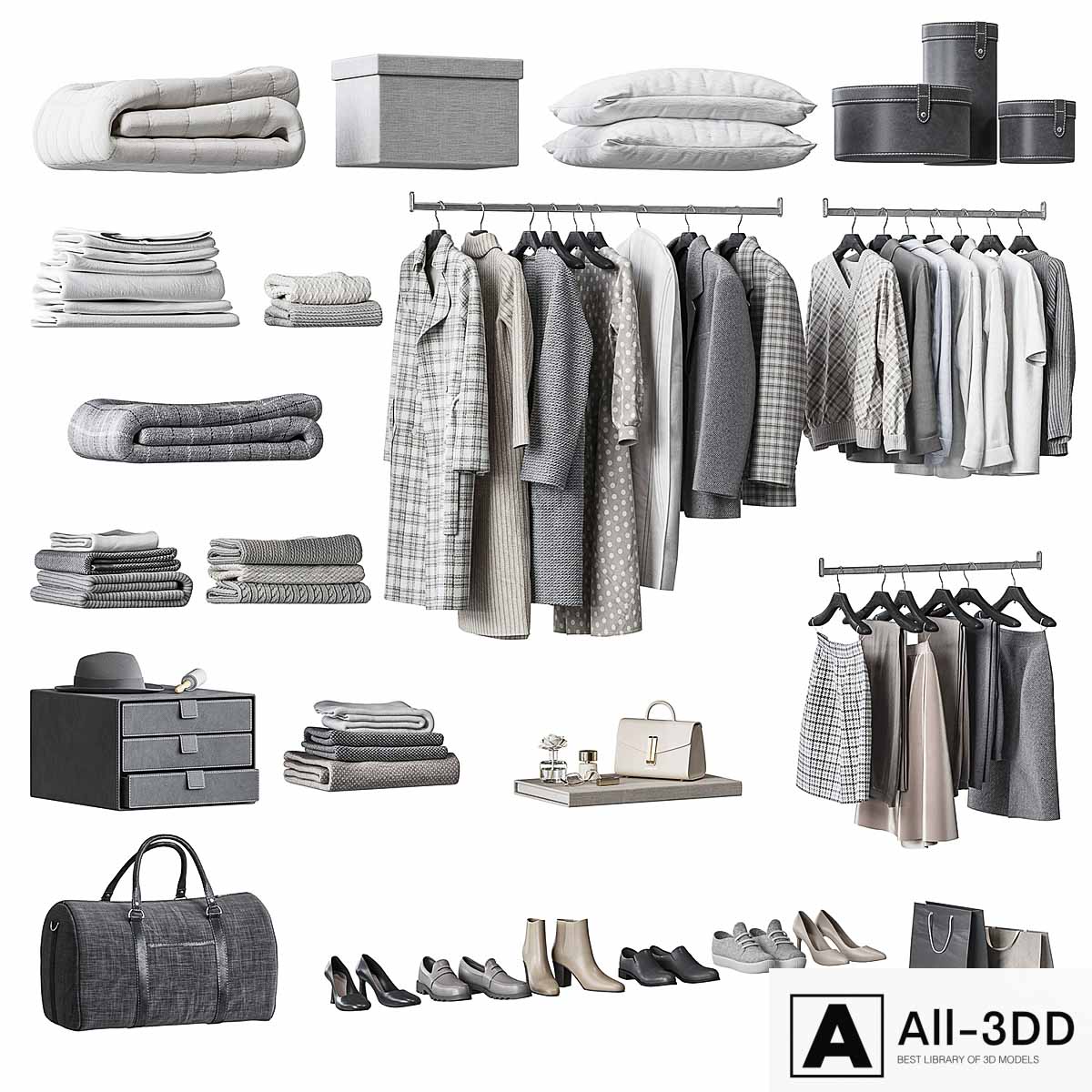 Clothes for wardrobe NG15 modern interior 3D model Clothes for wardrobe NG15
