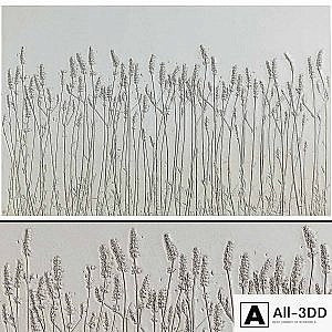 Botanical bas-relief plaster wall decorative panel dried flowers plants flora lavender field
