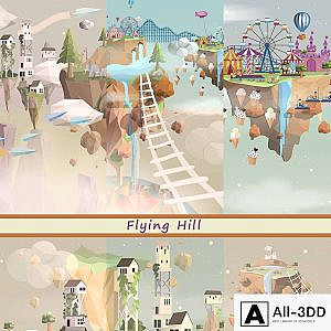 Flying Hill Designer Wallpaper