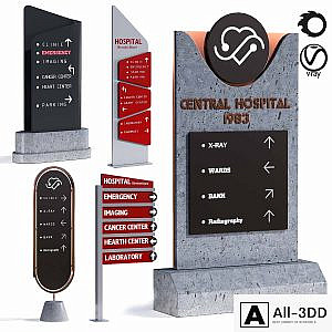 3d model of hospital information board for exterior