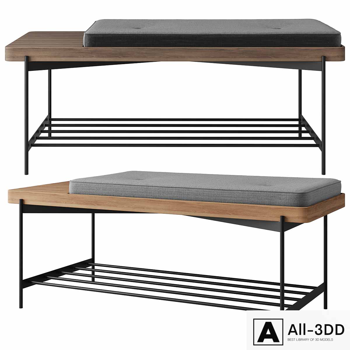 Bench with ledge EASY modern interior 3D model Bench with ledge EASY
