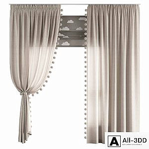Curtains for the nursery ZS01 with pompoms