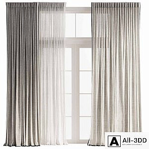 Pinch Pleat Linen Curtain with Tulle 2