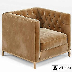 Tarrington Fawn Mohair Tufted Cube Armchair