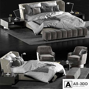 Minotti creed bed, Minotti Jacques chair