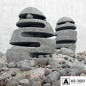 Blumenbeet Stone light / flowerbed with stone lamps