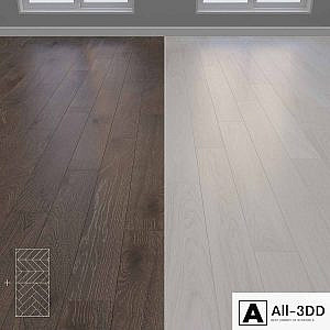 Parquet Oak 2 types layout Christmas tree, chevron and linear setduo25