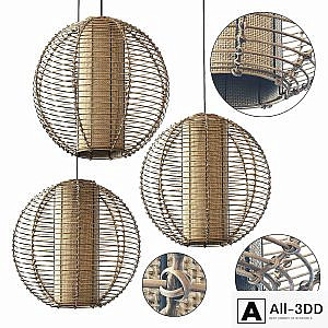 Lamp wicker branch rattan sphere