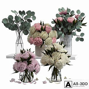 Bouquets of peonies and eucalyptus