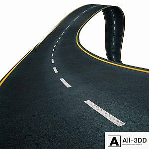 Editable winding asphalt two lane road with markings 05