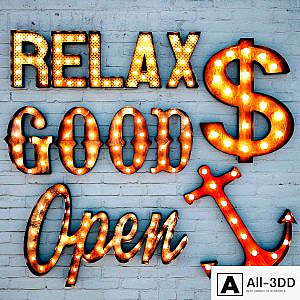 Lighted Metal sign. Set 5