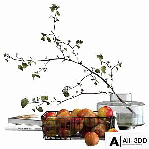 Decorative set with a basket of apples