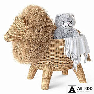 RATTAN ANIMAL BASKET LION Restoration Hardware