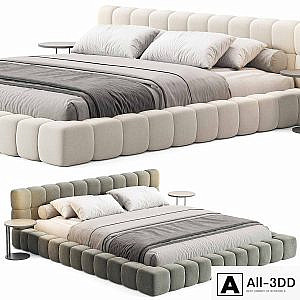 Aurora Technical Fabric Contemporary Bed Frame Queen Size
