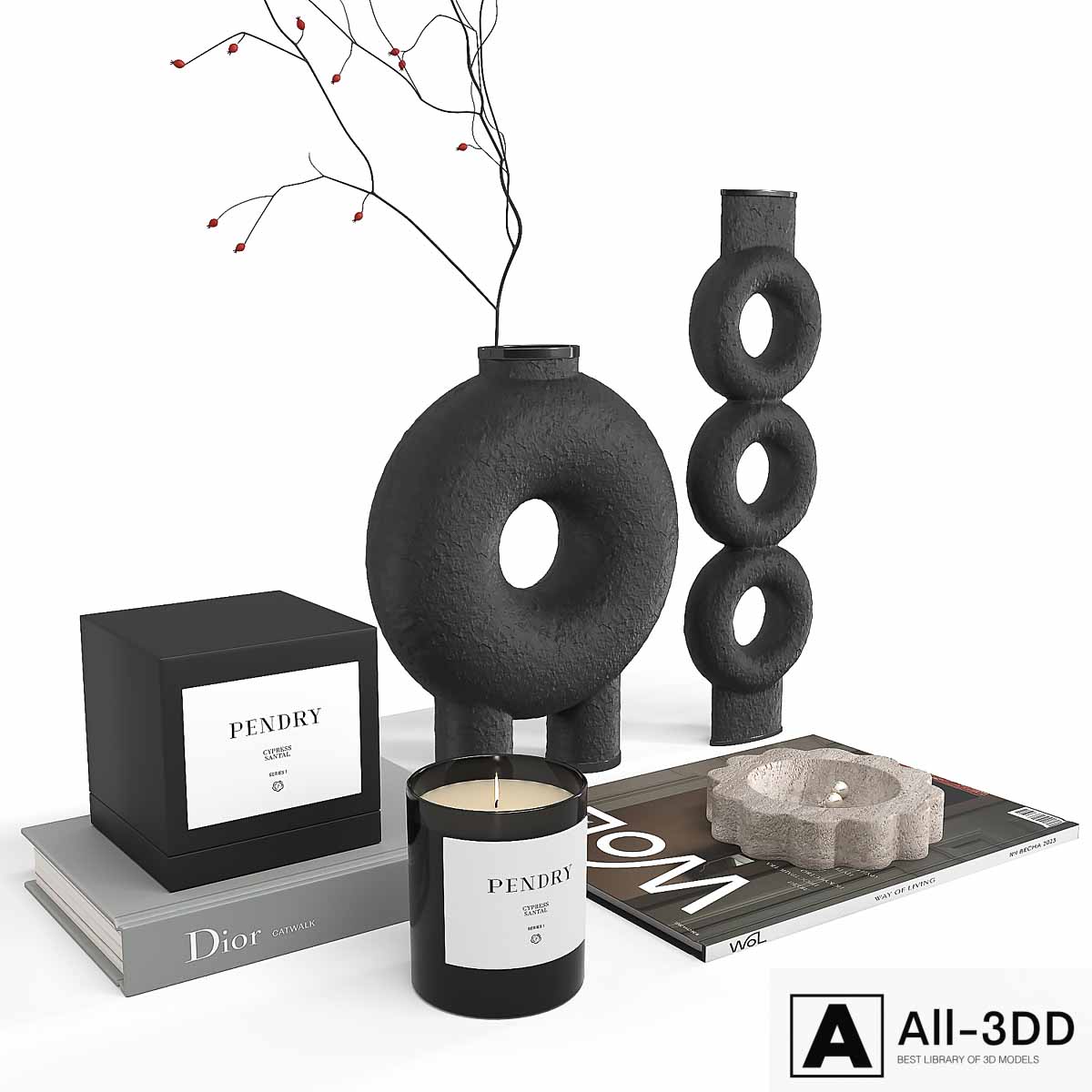 452 Decor Set Corner Design 086 Minimalistic Accessories Trays Vases modern interior 3D model 452 Decor Set Corner Design 086 Minimalistic Accessories Trays Vases