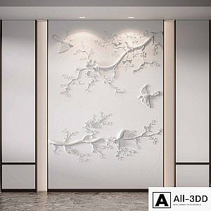 Bas-relief Branches Birds