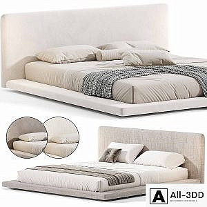 Modern White Upholstered Panel Bed By litfad