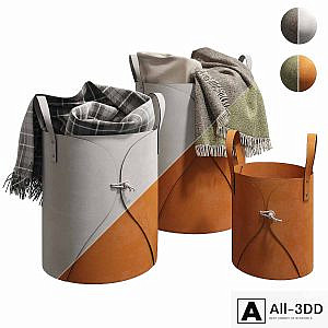 Leather folding laundry and storage basket 001