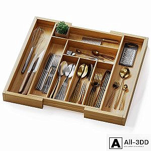 Pipishell Bamboo Expandable Drawer Organizer