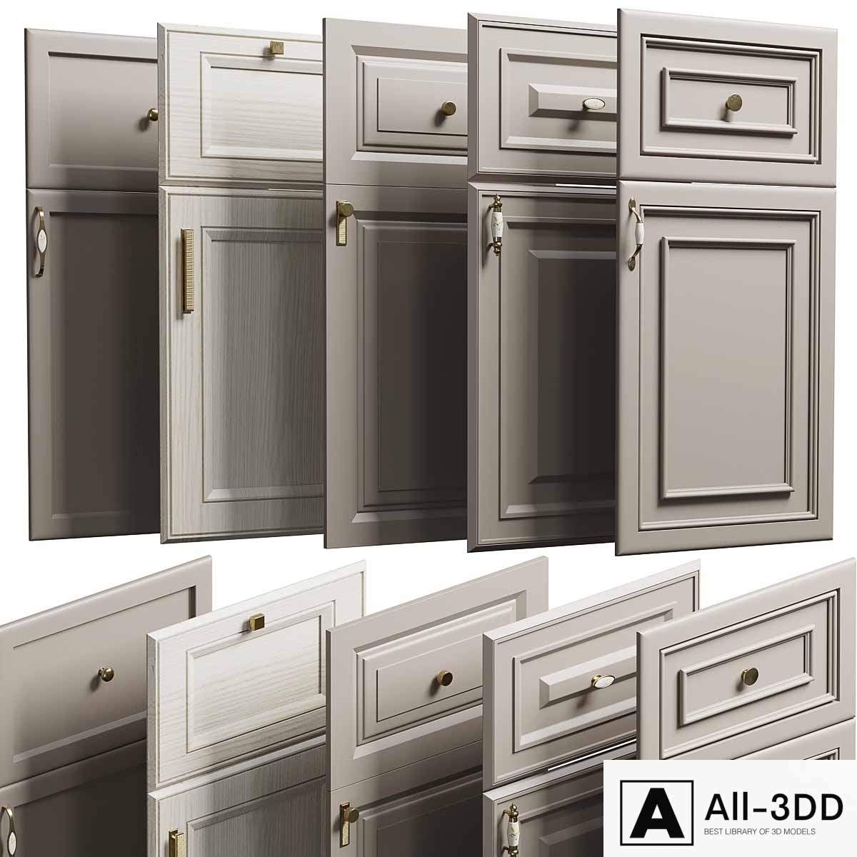 Kitchen faces in the classic style set 001 modern interior 3D model Kitchen faces in the classic style set 001