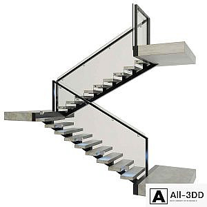 Ladder made of concrete, metal and glass with backlight illuminated PROFI LED IP44