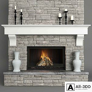 Stone fireplace
