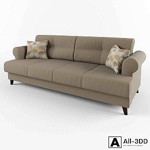 Sofa with cushions and armrests round