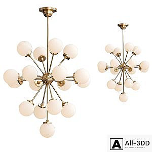 Large Italian Brass Sputnik Chandelier