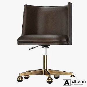 KINNEY LEATHER DESK CHAIR - ANTIQUED BRASS