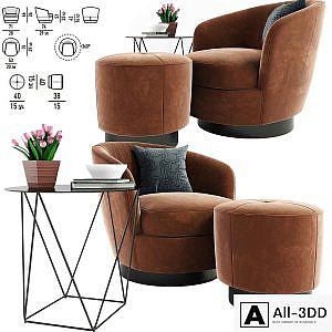 Minotti Jacques Armchair With Table