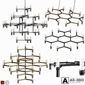 Equinox set chandeliers Gold, Black, Nickel