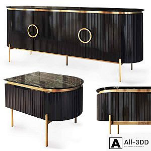 Dresser and nightstand Tesla black. Nightstand, sideboard by Medusa Home