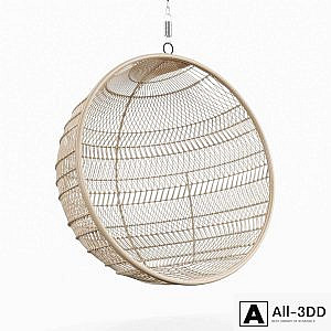 HKLiving - Rattan Hanging Bowl Chair - Natural Bohemian