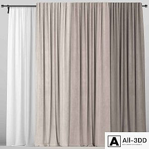Curtains in three colors with tulle