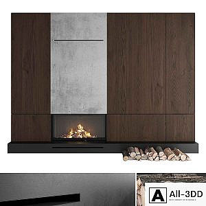Decorative wall with fireplace set 18