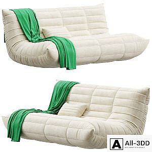 Blanchette Kail Microfiber Microsuede Armless 3-Seat Togo Three Seater Sofa