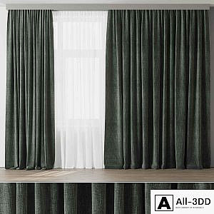 Curtain with rod 003 green curtain HBH