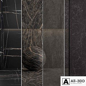 Porcelain tile Laminam Sahara Noir, NATURALI NERO-GRECO, Noir Desire, Cemento Nero. 3000x1000mm.