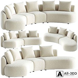 Pebble Boucle Curved Modular Sofa