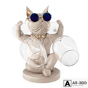 Glass holder in the shape of a French bulldog