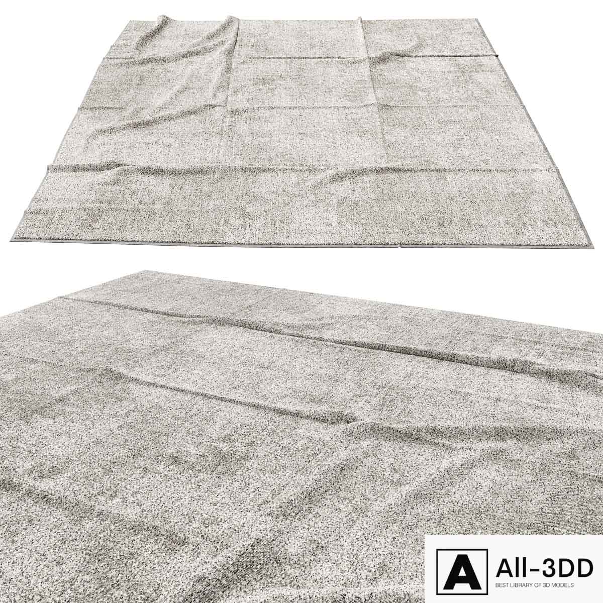 Square rug with folds 2 modern interior 3D model Square rug with folds 2