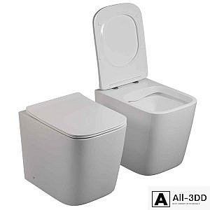 ABBER Rechteck AC1211 wall-mounted toilet, white, rimless
